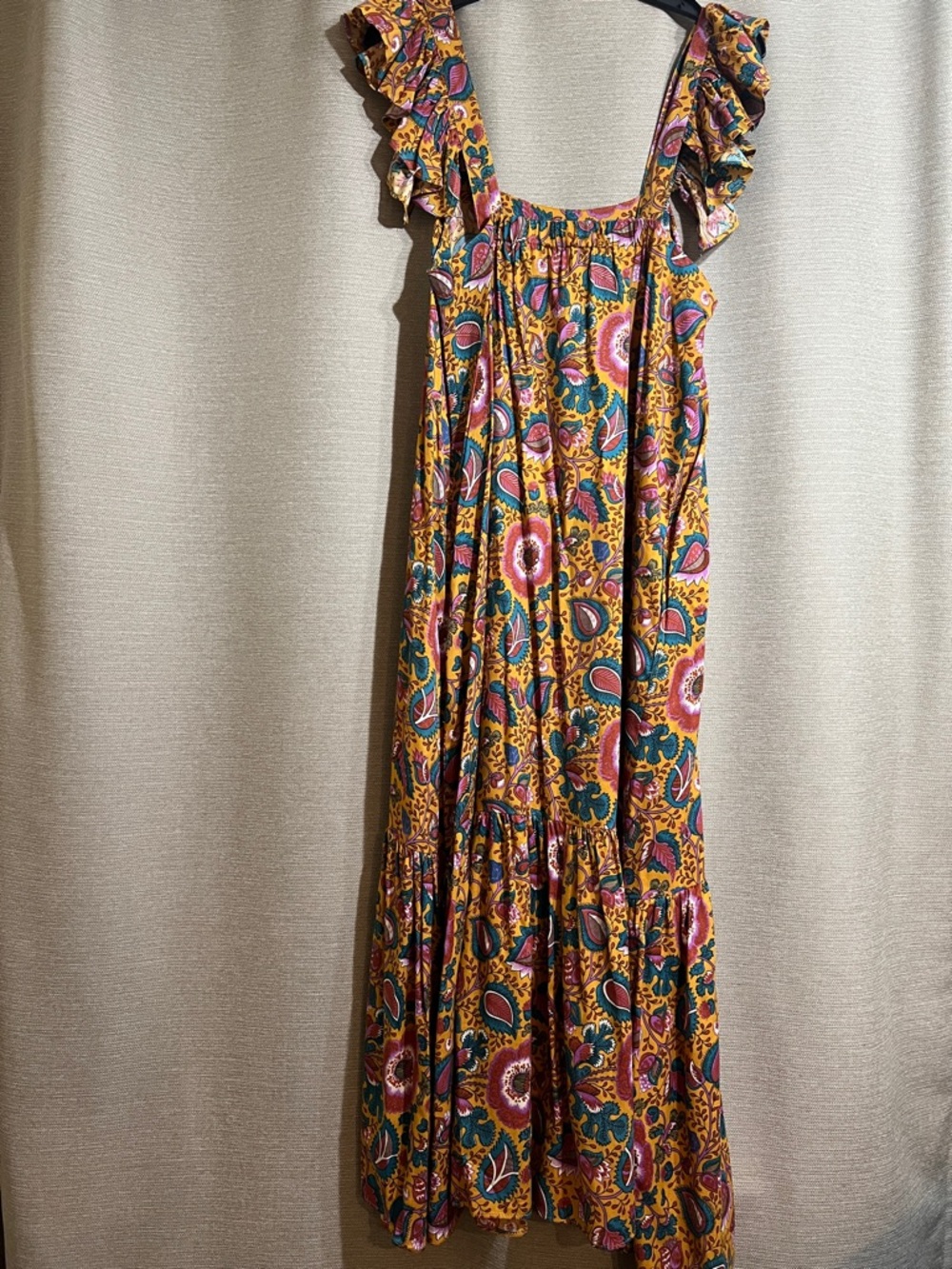 House of Harlow 1960 x Nicole Richie Floral Bohemian Ruffle Maxi Dress Pockets - Picture 2 of 10